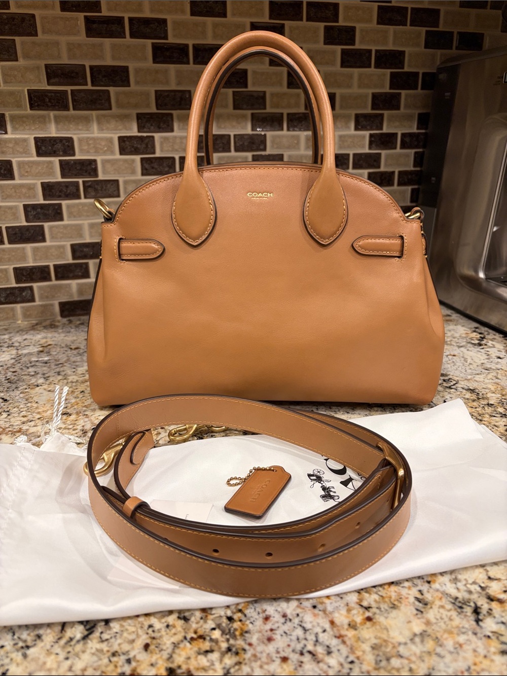 Coach EMPIRE 28 HONEY BROWN Leather Satchel